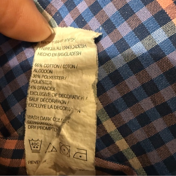 Izod Men's Casual Blue and Red Checkered Shirt - Picture 5 of 7